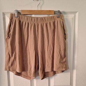 Lands End Sport Knit Casual Tan Cotton Shorts Medium